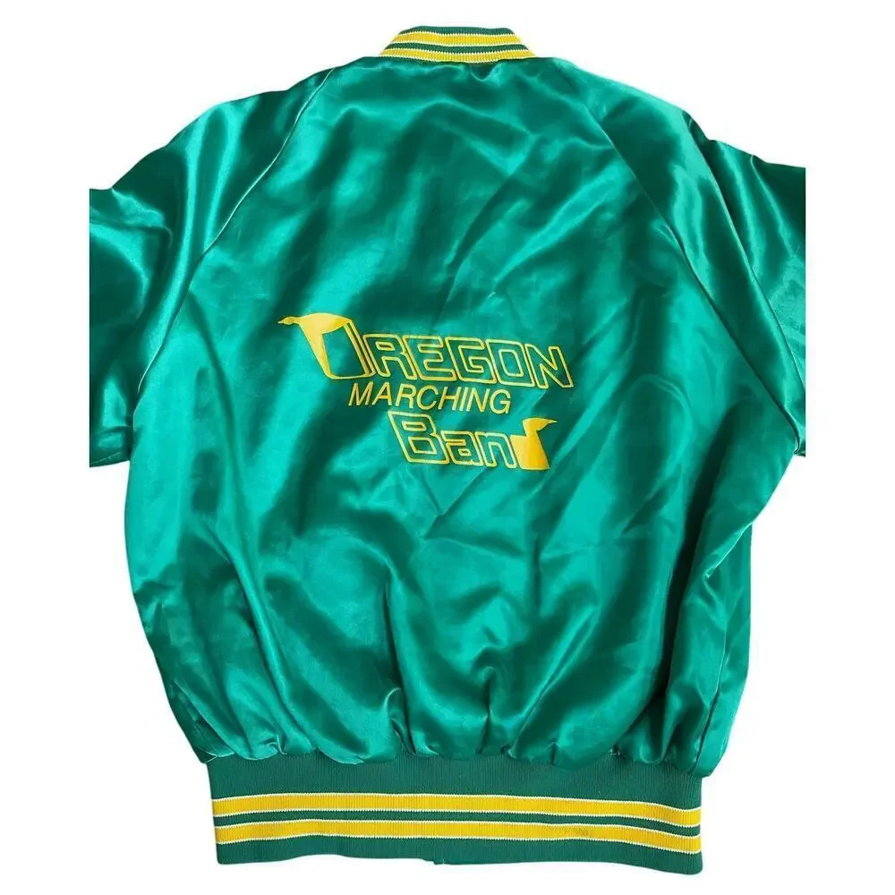 Rare Vintage Satin Varsity Oregon Marching Band Full Snap Jacket Made USA Sz M